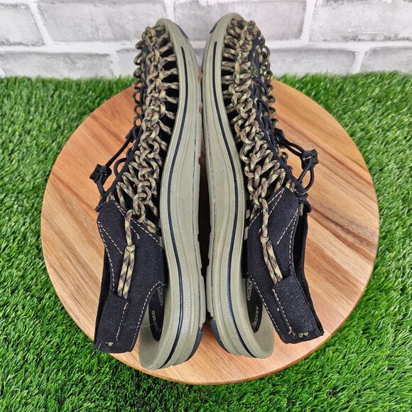 Keen Woven Bungee Cord Sandals Mens Size 10.5 Green Black Drawstring  1013890 main image 5